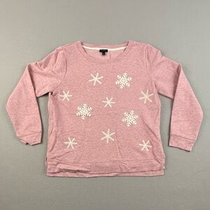 Talbots Sweater Women’s Medium Holiday Snowflake Crewneck Long Sleeve Top Winter